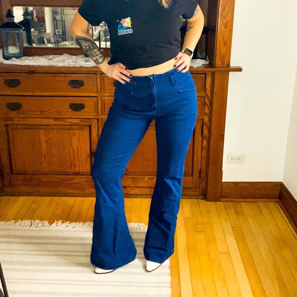 Vintage inspired high waist flare jeans